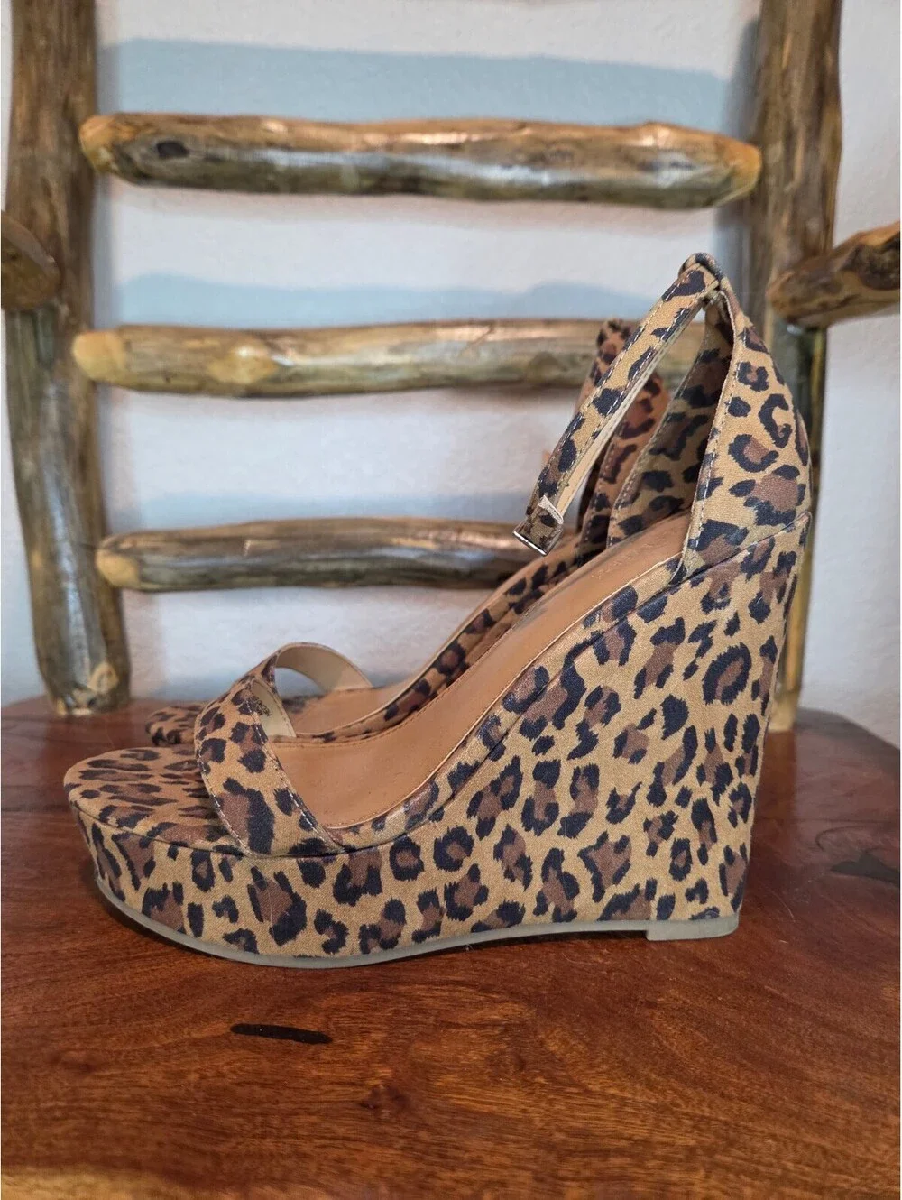 Forever 21 Leopard Print Platform Wedge Sandals
